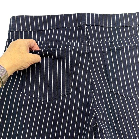 Time & True Capri Pull On Pinstriped Pants Stretch Nautical Preppy Navy XXL NWOT - Picture 3 of 11